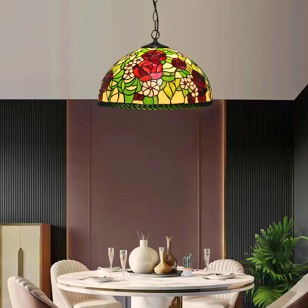 Tiffany Vintage Colorée Papillon Suspension Verre Couloir - Neutralighting
