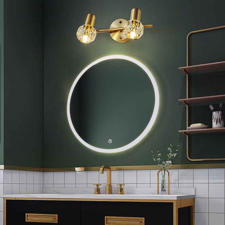 Kristy Applique Murale Miroir Globe Simple, Métal/Cristal, Doré, Salle de Bain - Neutralighting