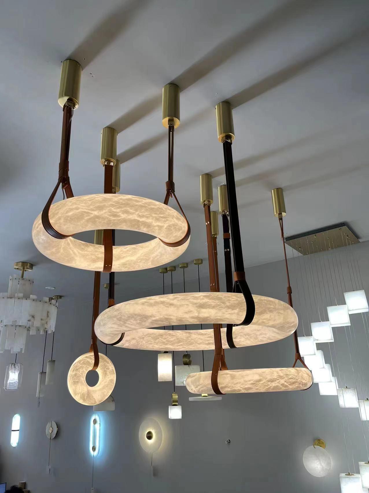 Luste Alabaster Chandeliers Ring Leather Strap Version B - Letslighting