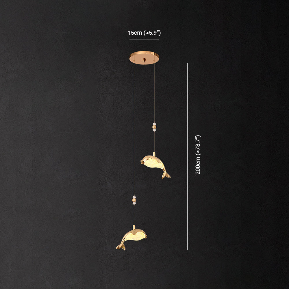 Arisha Design LED Luminaires Suspensions Dauphin Moderne Métal/Acrylique Doré Salon - Neutralighting