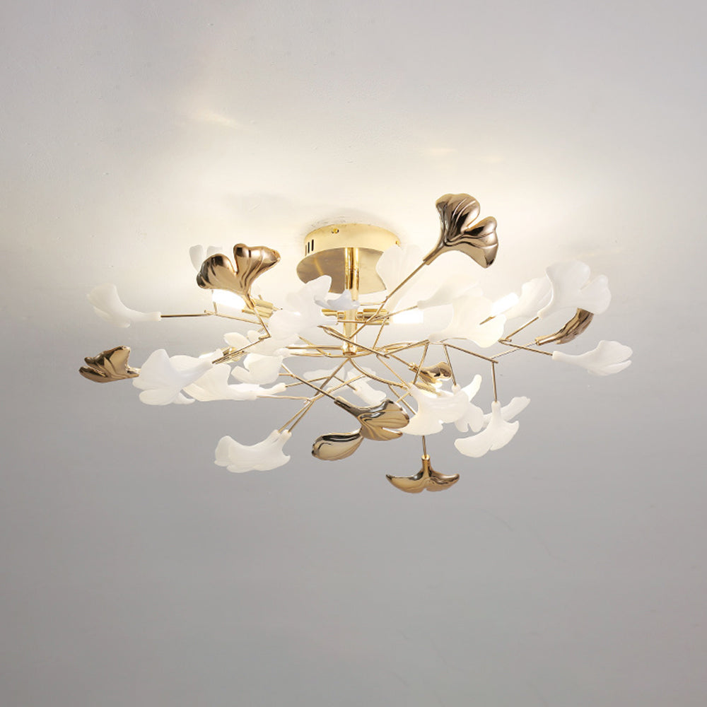 Olivia Design Plafonnier Floral Moderne Métal/Céramique Doré Salon/Chambre à Coucher - Neutralighting