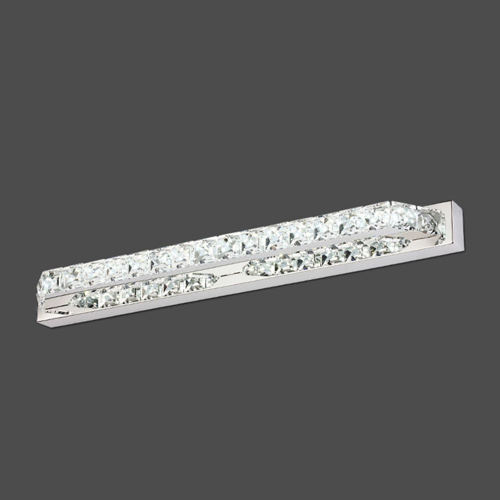 Kristy Applique Murale à Miroir LED Rectangulaire Moderne Cristal Métal Argent Salle de Bain - Neutralighting