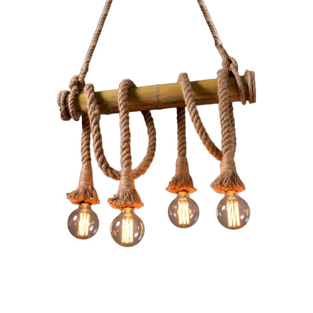 Silva Luminaires Suspensions Vintage LED Bambou/Métal Marron Salon/Chambre à Coucher - Neutralighting