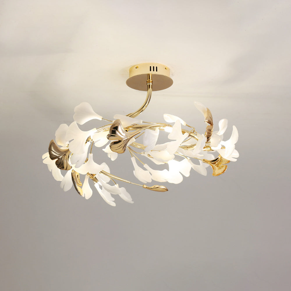 Olivia Design Plafonnier Floral Moderne Métal/Céramique Doré Salon/Chambre à Coucher - Neutralighting