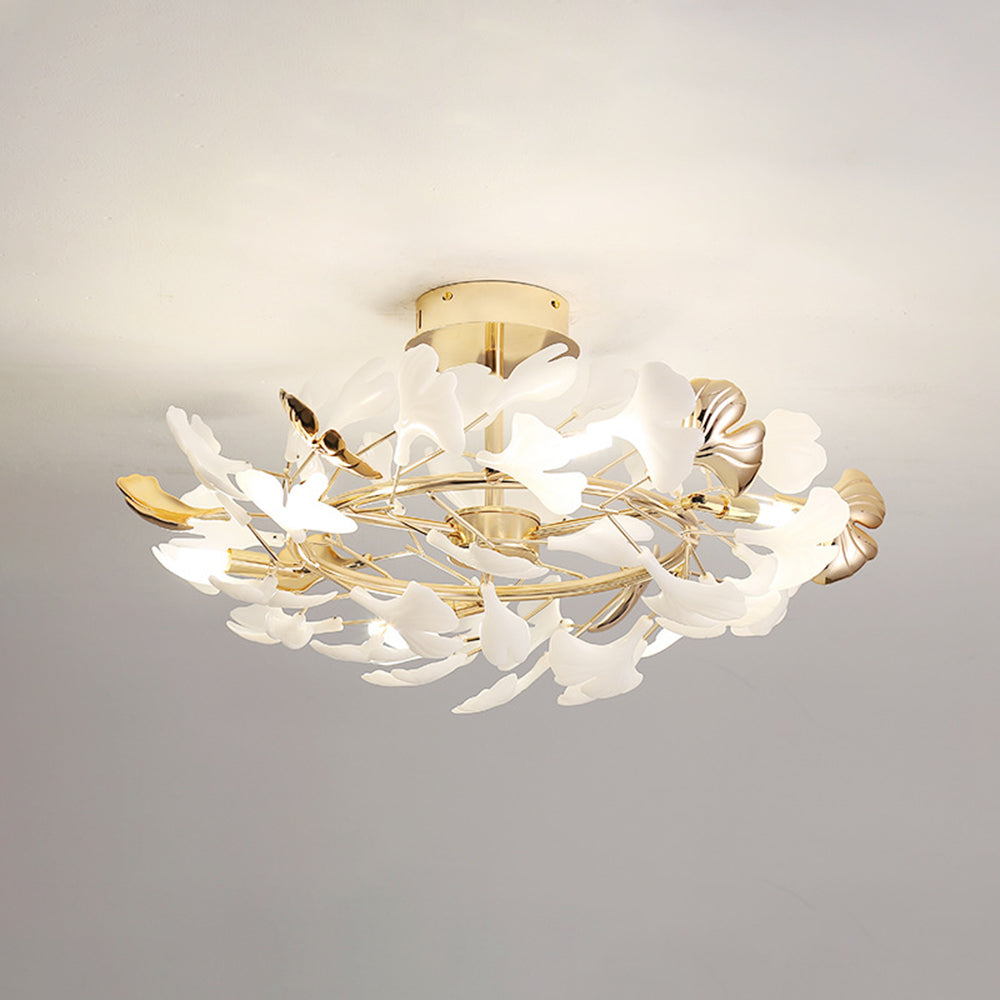 Olivia Design Plafonnier Floral Moderne Métal/Céramique Doré Salon/Chambre à Coucher - Neutralighting
