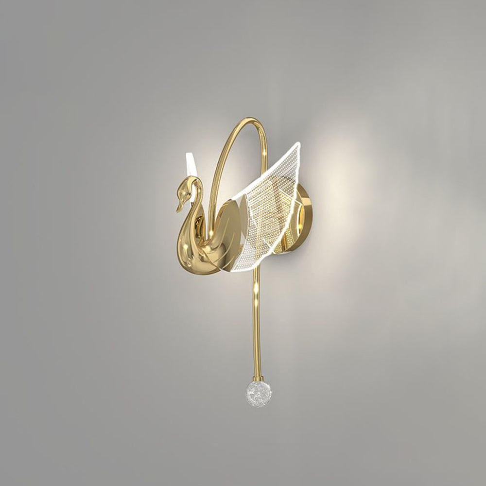 Arisha Applique Murale LED Design Cygne Art Deco Métal/Acrylique Or/Doré Rose Salon/Bureau - Neutralighting
