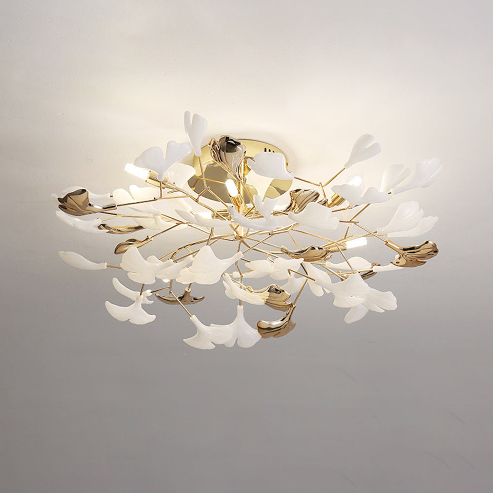 Olivia Design Plafonnier Floral Moderne Métal/Céramique Doré Salon/Chambre à Coucher - Neutralighting