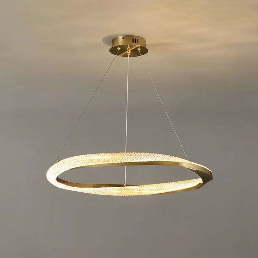 Kristy Luminaires Suspensions Anneau Moderne Métal Acrylique Noir/Cuivre Salon/Chambre à Coucher - Neutralighting