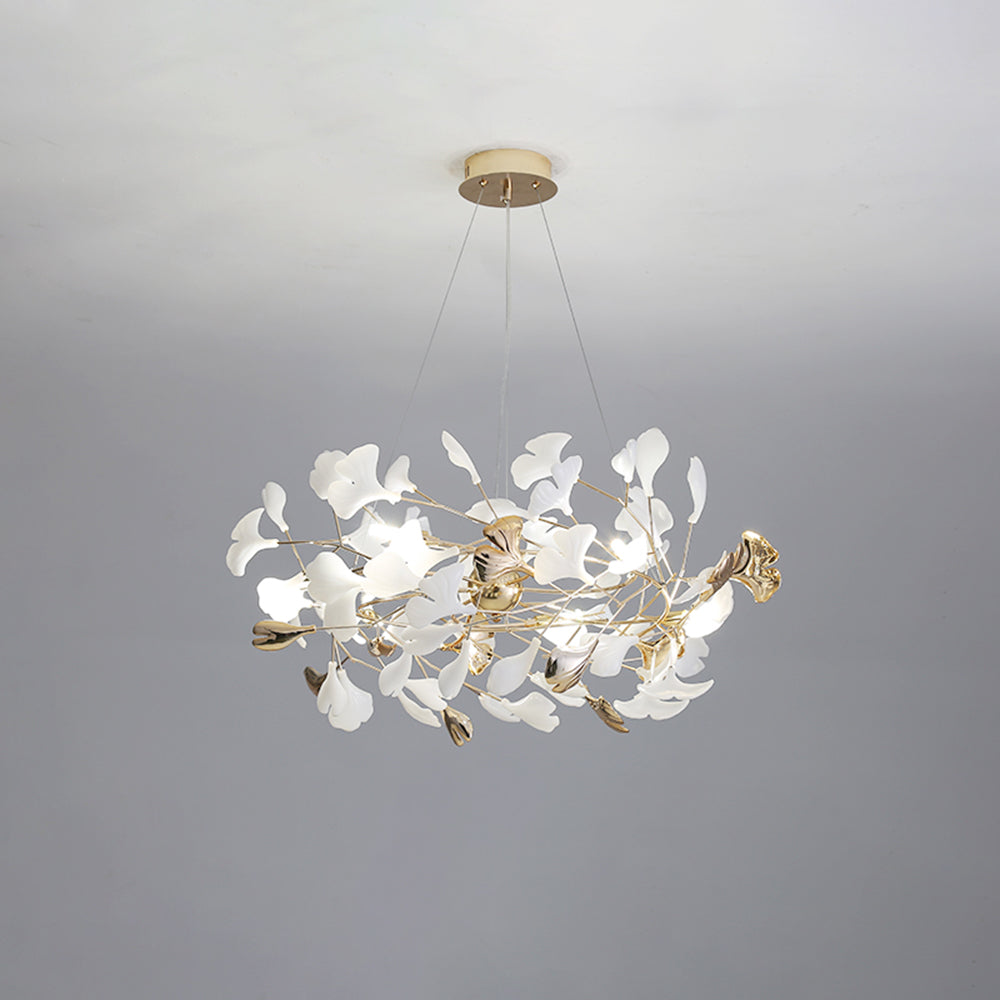 Jarn Suspension Feuille/Multi Moderne Métal/Céramique Doré/Blanc Salon - Neutralighting