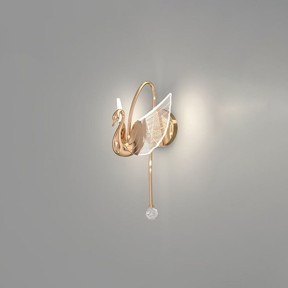 Arisha Applique Murale LED Design Cygne Art Deco Métal/Acrylique Or/Doré Rose Salon/Bureau - Neutralighting