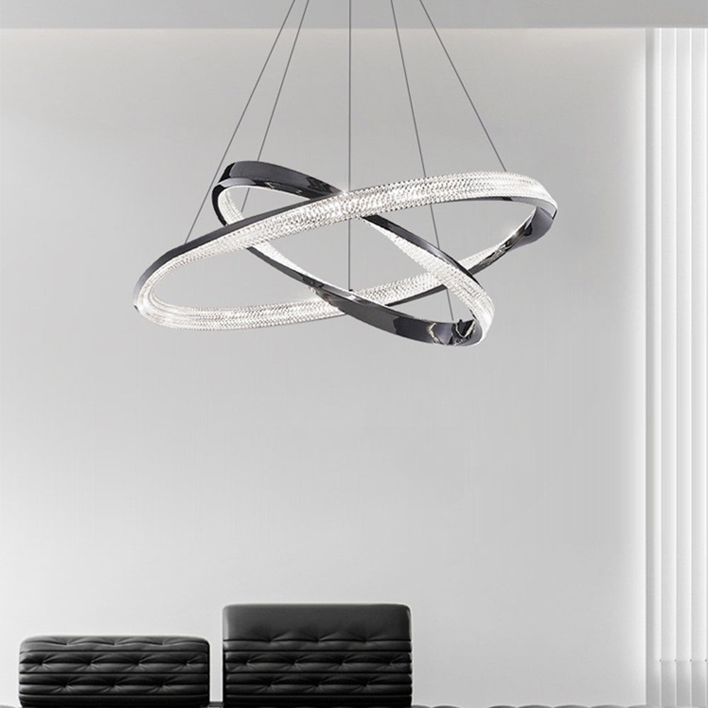 Kristy Luminaires Suspensions Anneau Moderne Métal Acrylique Noir/Cuivre Salon/Chambre à Coucher - Neutralighting