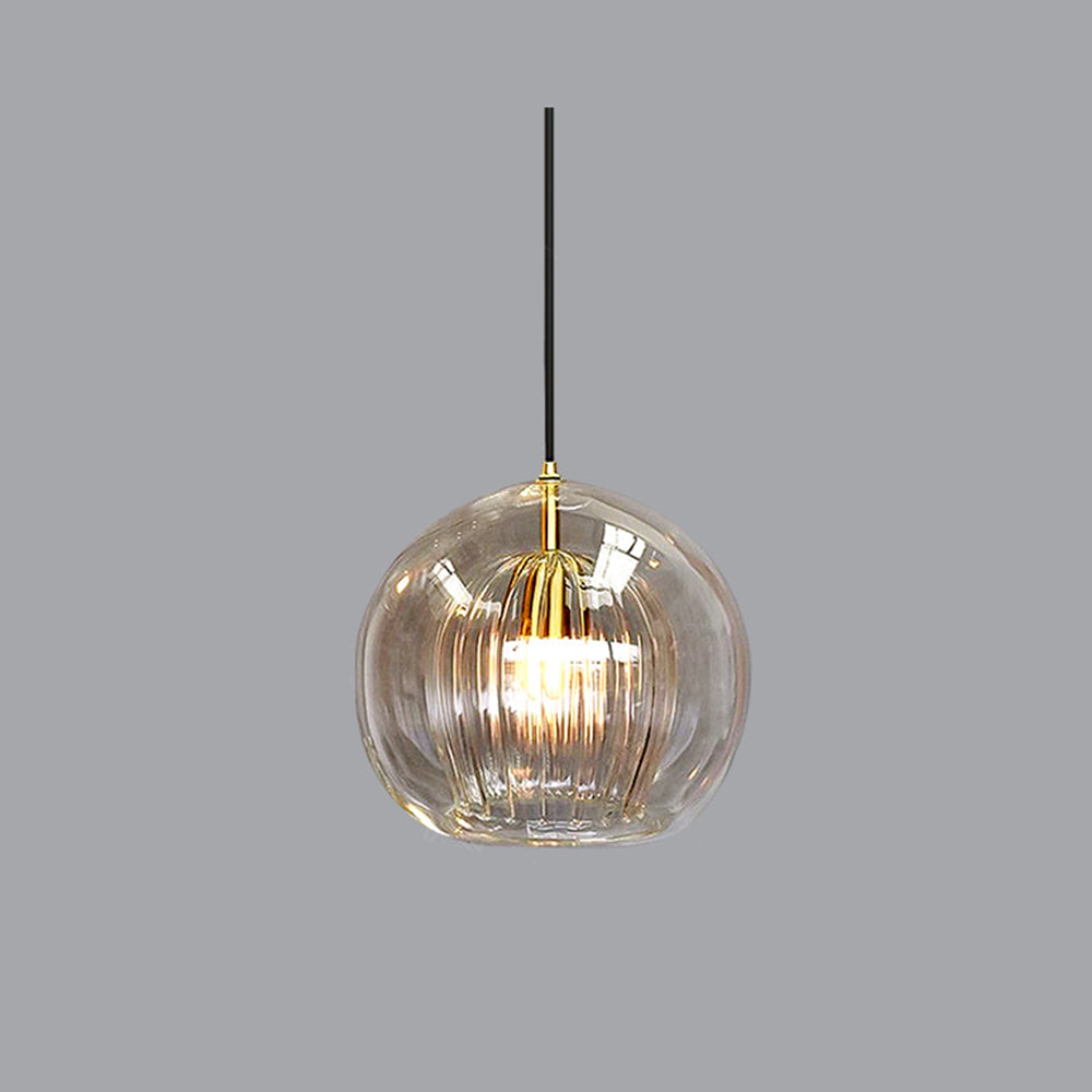 June Suspension Bulle Nordique Verre Transparent/Doré Salon/Chambre - Neutralighting
