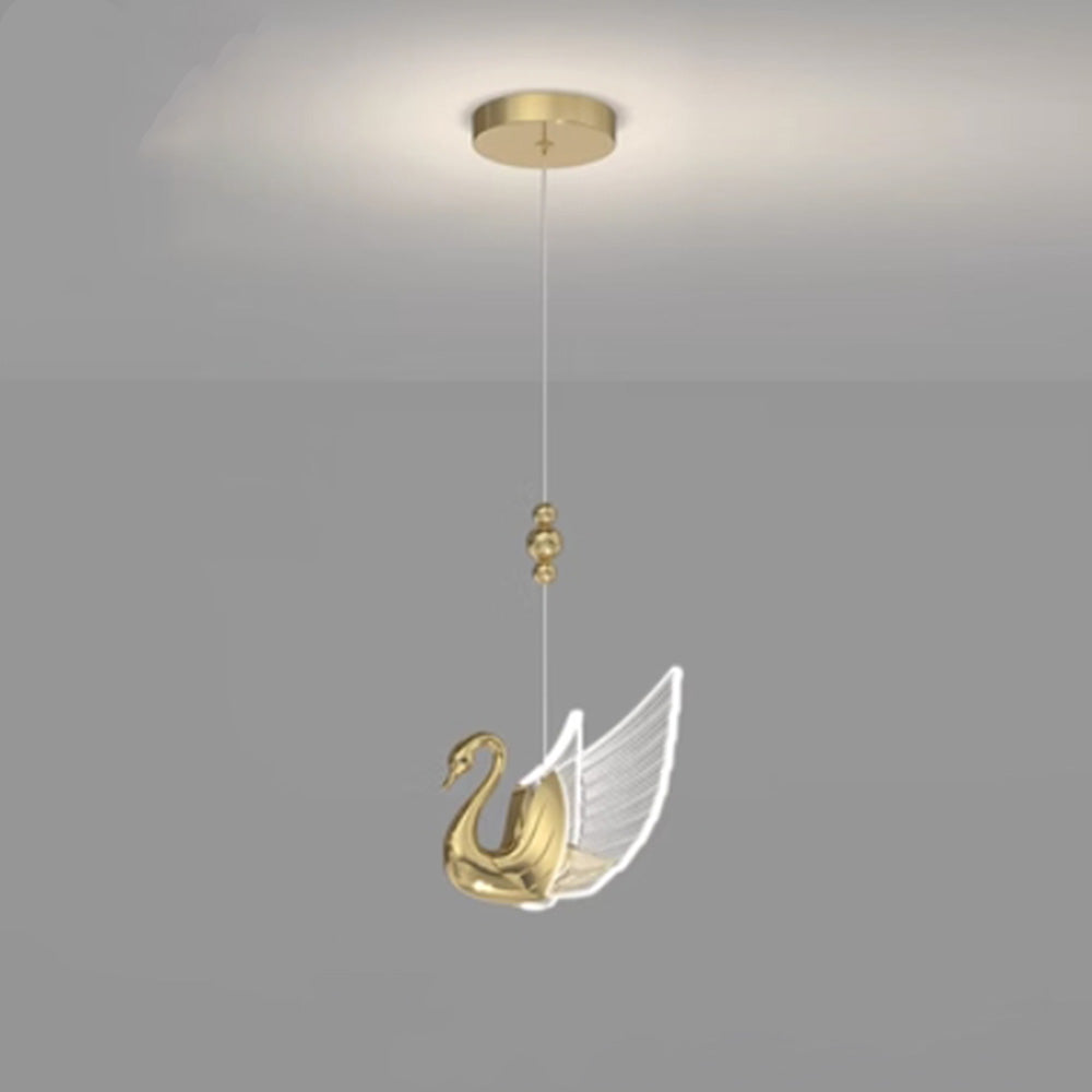 Arisha Design Luminaires Suspensions Cygne Moderne LED Métal/Acrylique Doré Rosé Salon - Neutralighting