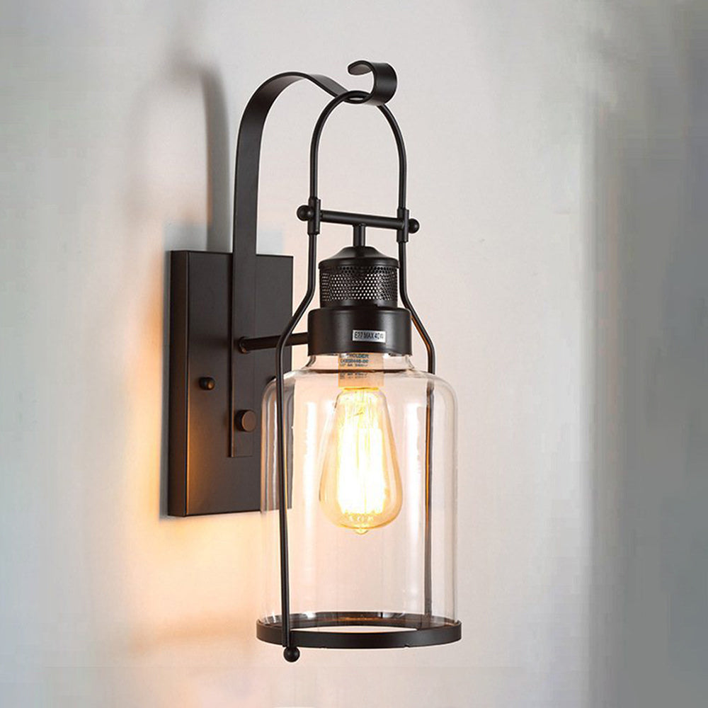 Silva Applique Murale LED Lanterne Vintage Métal/Verre Noir/Rouille Chambre/Salle à Manger - Neutralighting