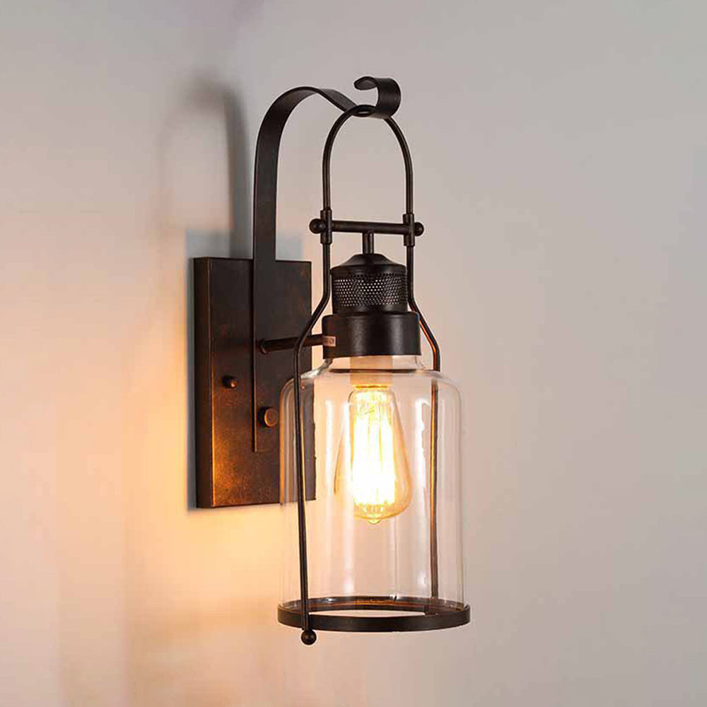 Silva Applique Murale LED Lanterne Vintage Métal/Verre Noir/Rouille Chambre/Salle à Manger - Neutralighting