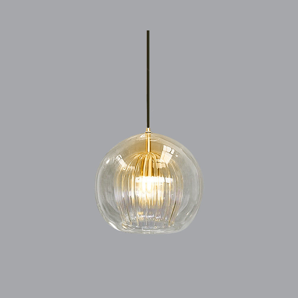 June Suspension Bulle Nordique Verre Transparent/Doré Salon/Chambre - Neutralighting