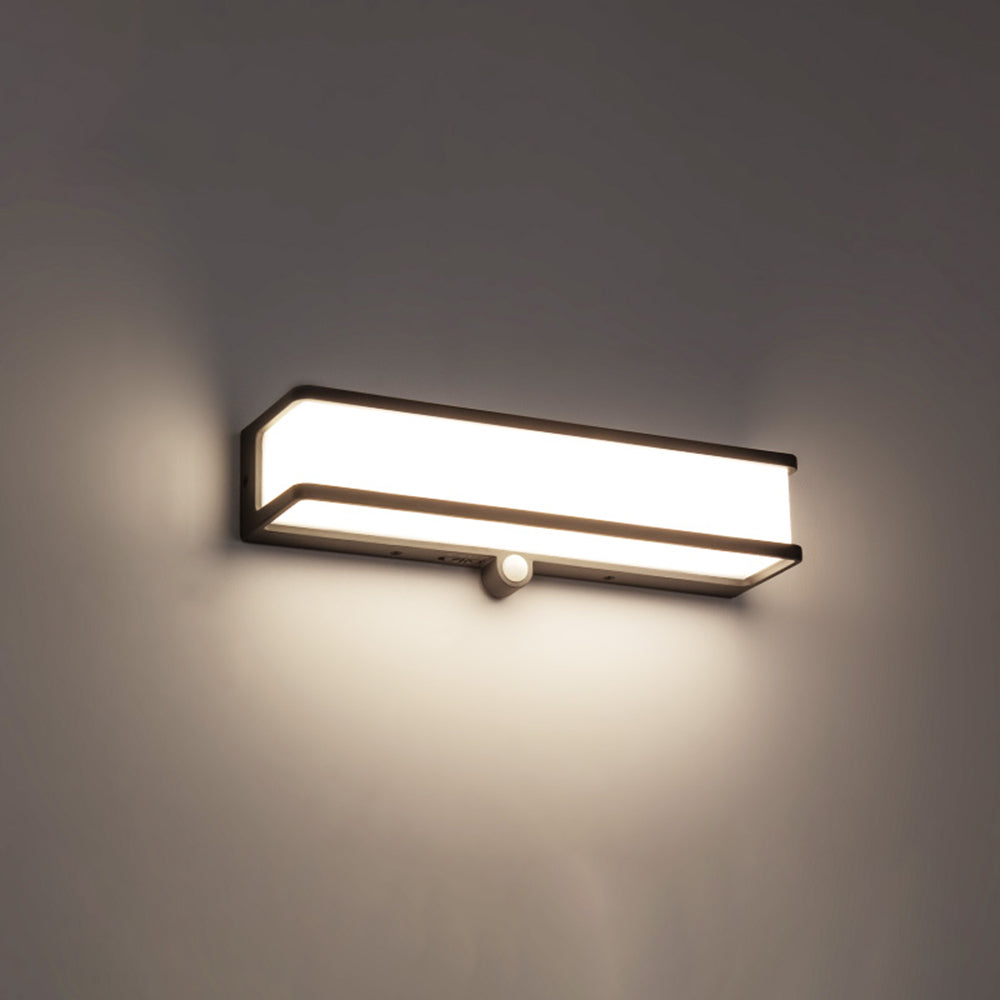 Ray Applique Minimaliste Rectangulaire Moderne, Câble/Solaire, Acrylique, Noir/Blanc, Jardin