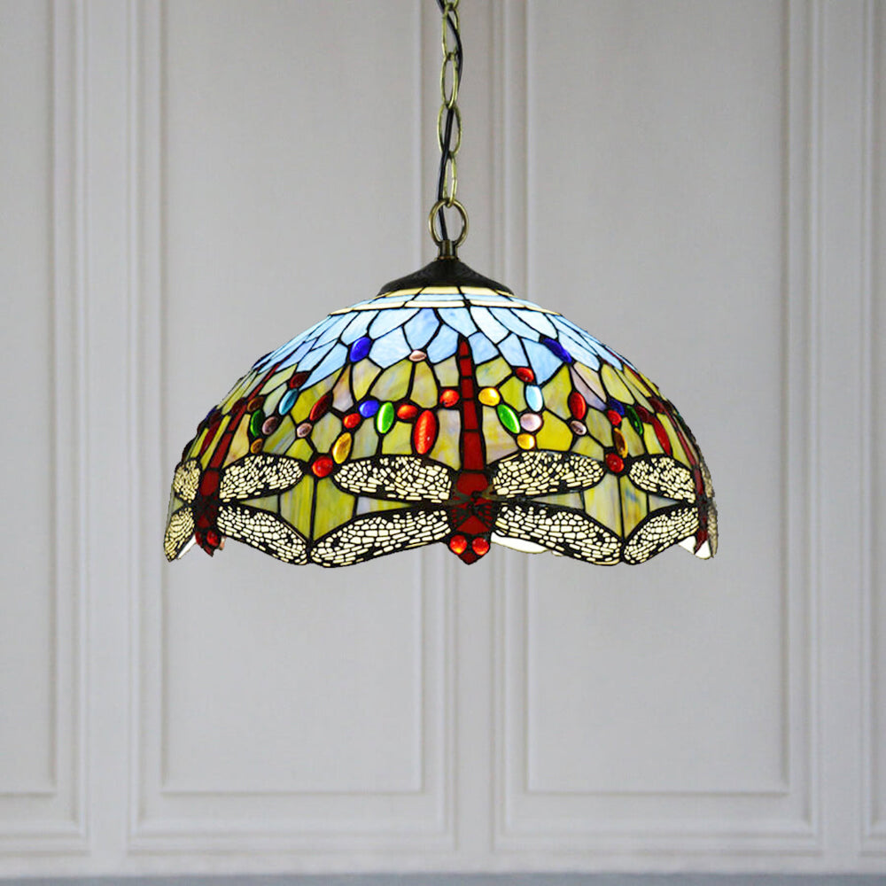 Tiffany Rustique Suspension Tachée Métal Verre Salon - Neutralighting