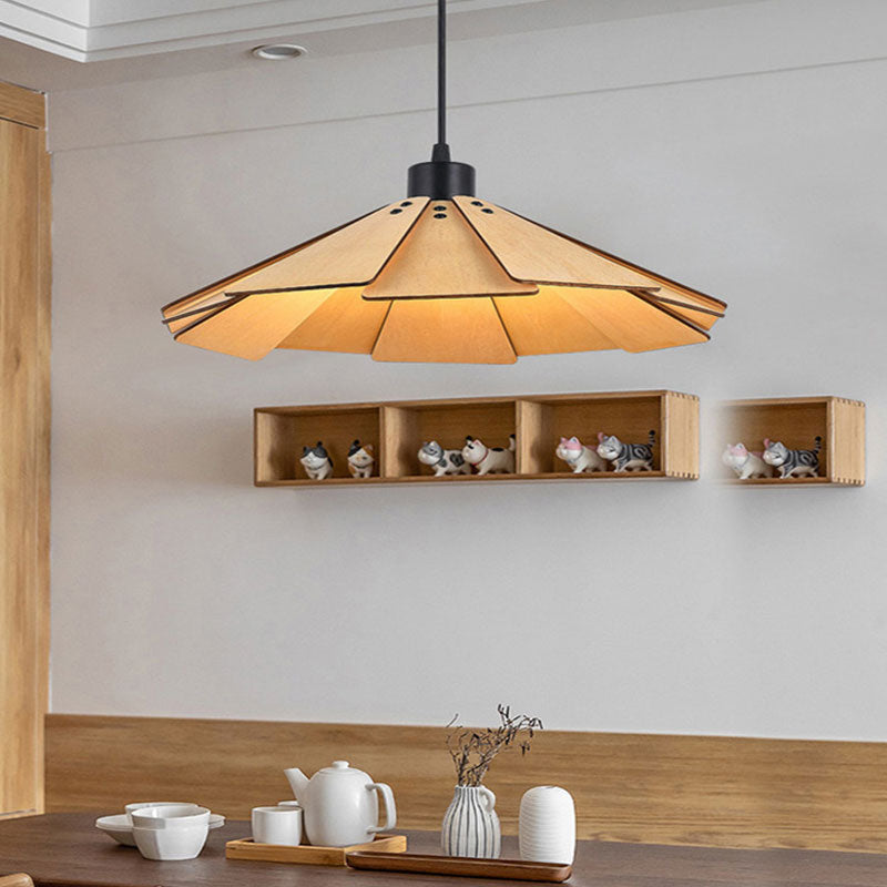 Muto Luminaires Suspension Rétro, Jaune/Brun, Métal & Bois - Neutralighting